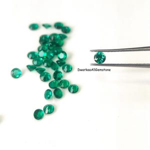 Laboratoriumgekweekte groene smaragd, ronde facetgeslepen edelsteen, 3 mm, AAA-kwaliteit, losse steen