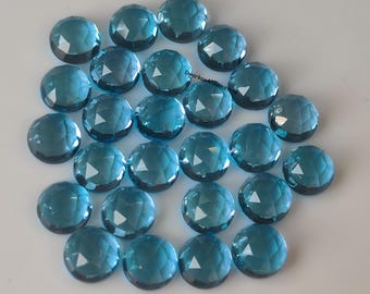 Natural Swiss Blue Topaz Round Rose Cut AAA Loose Gemstone 3mm–6mm Jewelry Making December Birthstone
