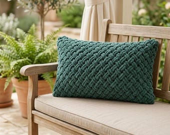 Handmade Puffy Cushion, Soft Knit Pillow Cover, Chunky Plush Pillow, Cozy Sofa Decor, Minimal Home Accent, Gift for Her