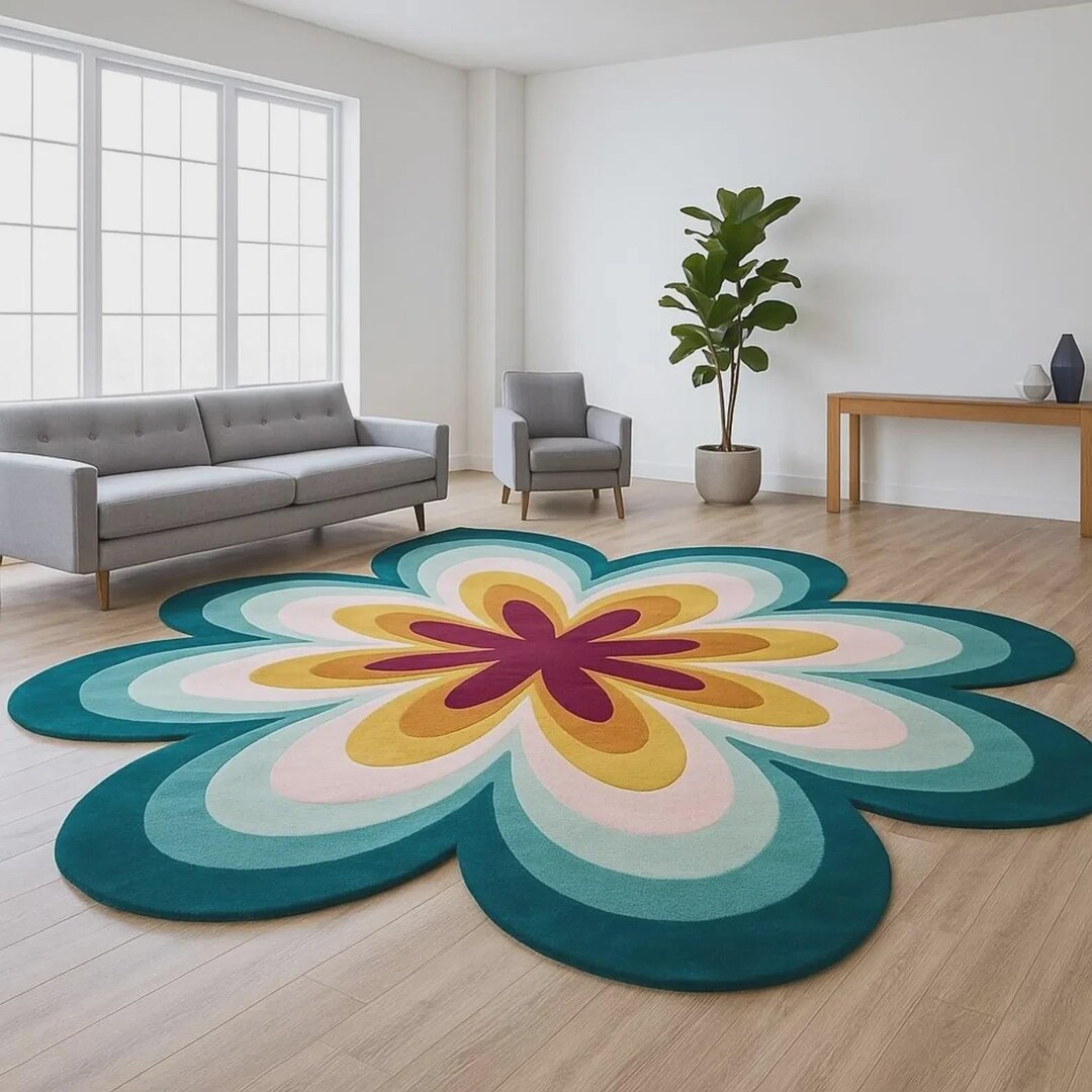 Hand Tufted Wool Flower Rug, Modern Floral Carpet - Etsy