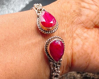Solid  Indian Bracelet, Copper Ruby Gemstone Bangle,Adjustable Healing Bracelet,Handmade Bangles Birthdays Gift