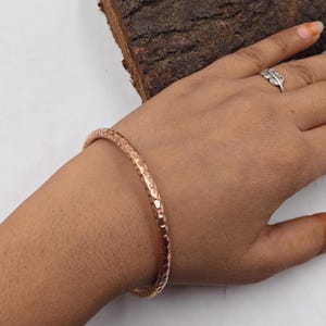 Solid Hammered Copper Bangle, Rustic Boho Statement Bracelet, Unisex Cuff JewelryGift for Him Her