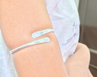 Silver Upper Arm Cuff Bracelet, Adjustable Arm Band,Handmade Tribal,Gift for Women