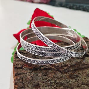 PCs 4 925 Sterling Silver Bangle, Handmade Oxidized Bangles, Thick Stacking Minimalist Bracelets SilverJewelry