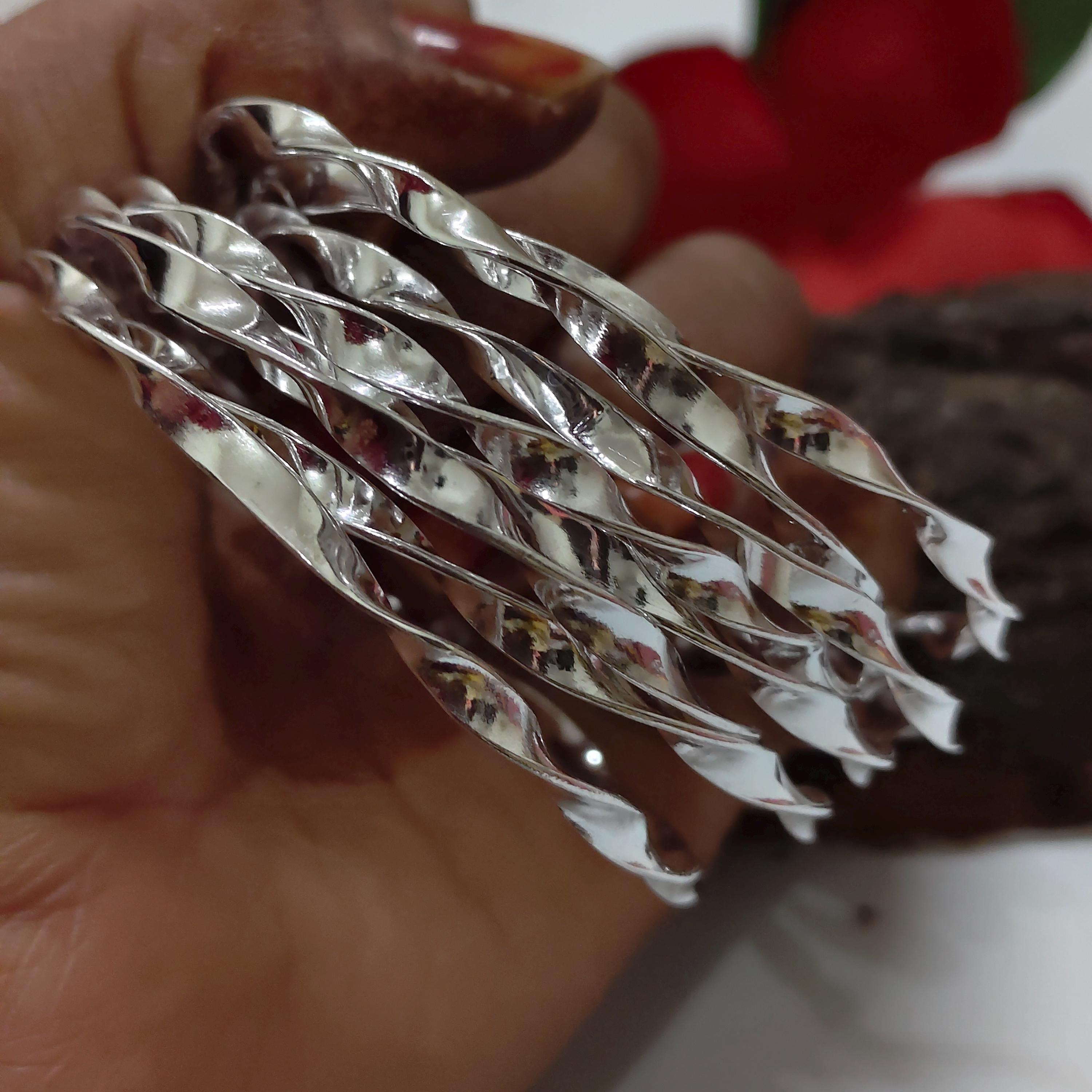 Sterling Silver Twisted Bangle Set - Etsy