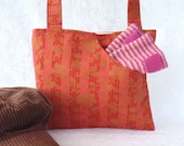 Handbag vintage 80's Laura Ashley fabric shoulder bag tote pockets