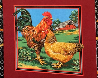 Collectible Fabric ROOSTER Panel, Country theme by Cranston Print Works Co.