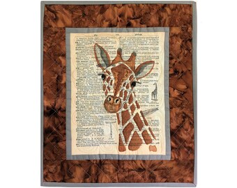 G is for GIRAFFE- PAINTED ORIGINAL - Miniature Art Quilt