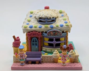 100% Complete Rare Vintage Bluebird Polly Pocket 1995 Ice Cream Parlour - Vanilla Variant