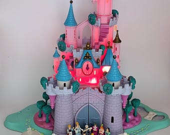 100% Complete Vintage Disney Bluebird Polly Pocket 1995, Light Up Cinderella Enchanted Castle Working
