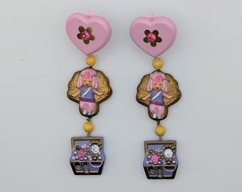 100% Complete Rare Polly Pocket Princess Yasmin's Dangly Earrings Light Pink "The Jewel Collection" Variation 1992