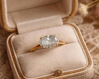 Oval Moissanite Engagement Ring • 3ct Solitaire, Sterling Silver