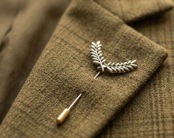 Silver Leaf Branch Brooch • Minimalist Nature Lapel Pin • Botanical Twig Brooch • Elegant Suit Pin • Handmade Style Jewelry Gift