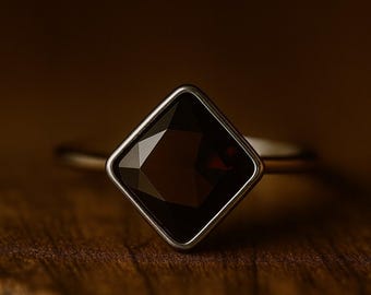 Unique Smoky Quartz Ring  • Minimalist Sterling Silver Gemstone Ring • Anniversary Gift For Her