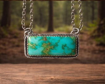 Collar de turquesa y oro de Sonora • Collar de plata esterlina hecho a mano • Joyería estadounidense para mujeres