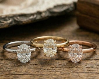 3CT Oval Moissanite Engagement Ring • Sterling Silver Solitaire Bridal Wedding Ring