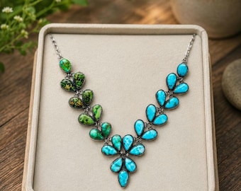 Sonoran Gold Blue Bird Turquoise Necklace | Sterling Silver Southwestern Statement Jewelry