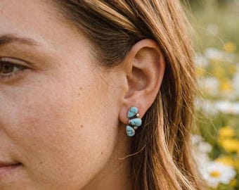 Kolczyki z turkusem Golden Hill • Srebrna biżuteria w stylu boho, minimalistyczna