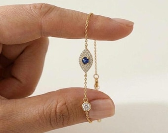 Tobillera del Ojo Turco • Delicada joya para el pie con dije de moissanita dorada