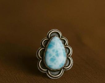 Teardrop Larimar Statement Ring • Sterling Silber Boho Schmuck