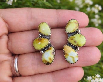 Palomino Turquoise Stud Earrings • 925 Sterling Silver Southwestern Jewelry • Handmade Jewelry Gift For Women's