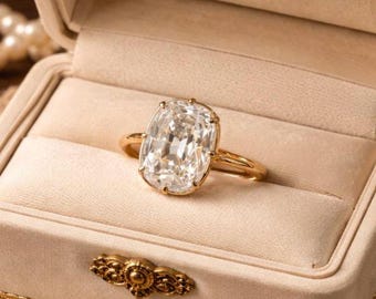 Cushion Cut Moissanite Solitaire Ring • 925 Sterling Silver Engagement Ring