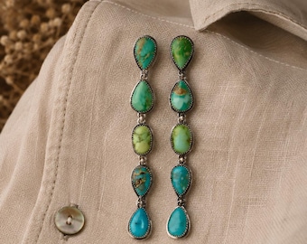 Sonoran Gold Turquoise Sterling Silver Earrings • Southwestern Natural Stone Studs