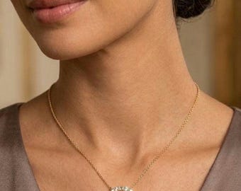 Naszyjnik z moissanitem • Wisiorek ze srebra próby 925, minimalistyczna biżuteria z diamentami