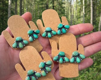 Kolczyki z turkusem Navajo • Wyraziste kolczyki etniczne ze srebra próby 925 • Ręcznie robiona biżuteria w stylu południowo-zachodnim dla kobiet