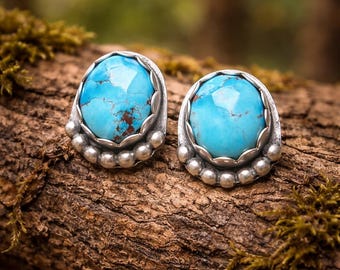 Kolczyki z turkusem Golden Hill • Srebro próby 925, styl minimalistyczny