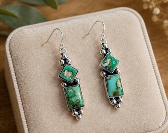 Pendientes de plata de ley con turquesa y oro sonorense • Joyería artesanal del suroeste