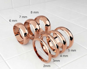 Anillo de banda personalizado de oro rosa • Alianza de bodas de plata esterlina grabada personalizada