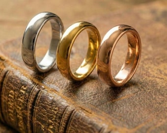 Anillo de plata de ley con baño de oro de 18 quilates • Anillo minimalista apilable de 4 mm a 8 mm