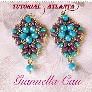 P.d.f tutorial orecchini atlanta con perle: superduo , Rondelle crystal rocailles immagine 1