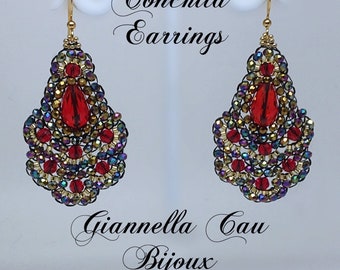 Orecchini &quot;Conchita &quot;crystal rosso oro