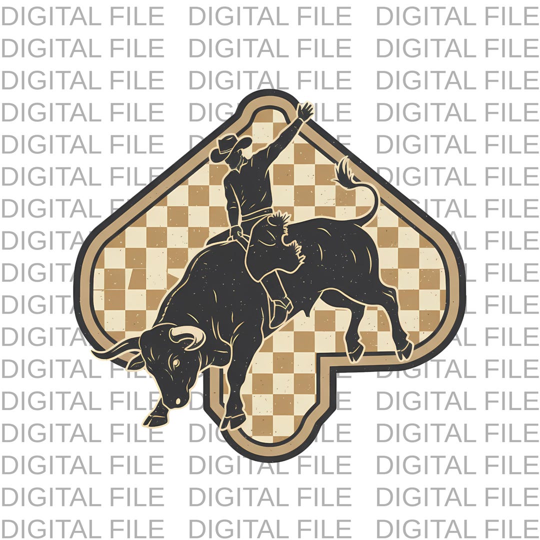 Retro Rodeo Western PNG – Checkered Cowboy Print, Instant Download ...