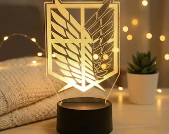 Lámpara inspirada en el anime Attack on Titan / Regalo de manga AOT para él / Decoración de escritorio LED /
