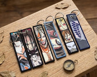 Op Attack on Titan geïnspireerde geborduurde sleutelhanger | Anime | Titan Shifters & Eren Yeager Eyes |