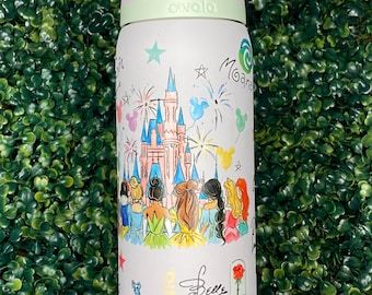 Royal Signatures | Disney Princess Signatures UV DTF Tumbler | Princess Castle & Sidekicks Design