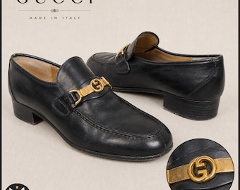 VIntage Y2K Gucci Black Loafers Size 43 M Made in Italy