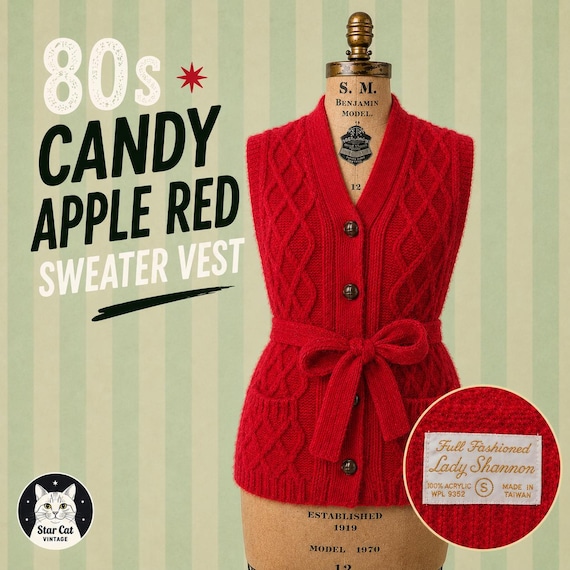 1980s Candy Apple Red Sweater Vest