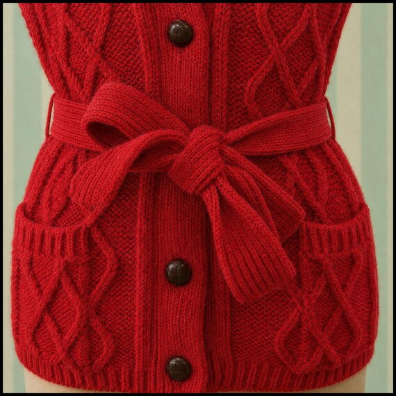 1980s Candy Apple Red Sweater Vest View 3