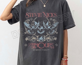 Camiseta vintage de Stevie Nicks Rumours - Camiseta musical teñida en prenda Comfort Colors 1566