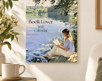 2027 Wall Calendar Book Lover Gift Christmas Gift for Readers Reading Women Art Cozy Seasonal Illustrations Bookish Kitchen Decor
