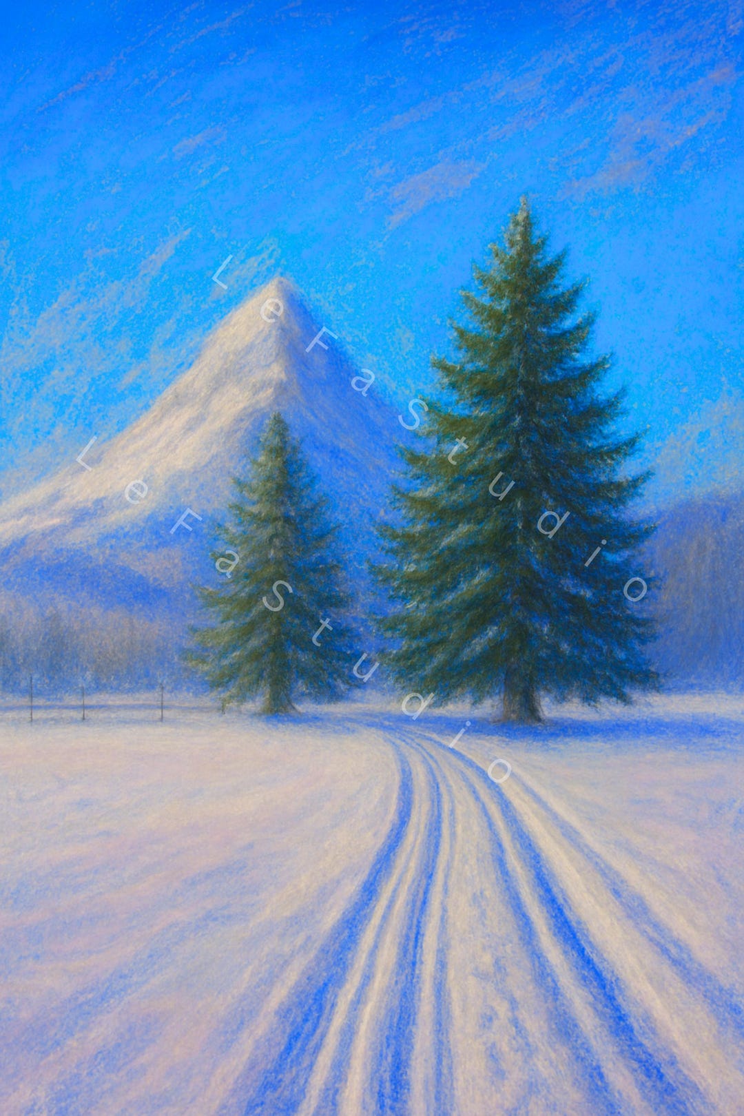 Pastel Landscape With Fir Trees – Winter Mountains in Soft Colors ...