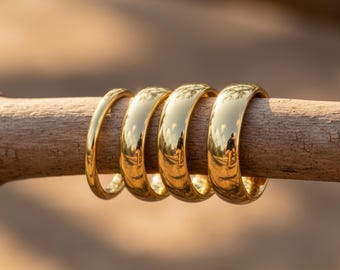 Anello in tungsteno oro 24K • Fede nuziale unisex altamente lucidata