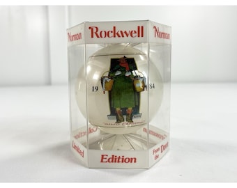 Vintage 1984 Norman Rockwell Christmas Bounty Glass Ball Ornament Grossman Box 5