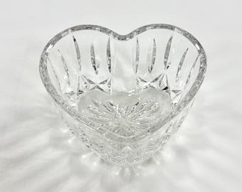 Vintage 1992 FTD Crystal Heart Bowl Lead Glass Valentine Candy Dish Trinket Dish