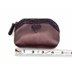 Vintage Brighton Metallic Purple Leather Pouch Wallet Snake Trim Heart Purse image 9