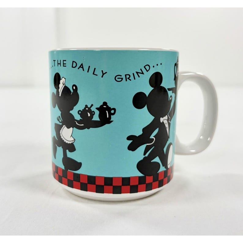 Vintage 90s Walt Disney Mickey Minnie Mouse Coffee Mug The Daily Grind Gibson image 1